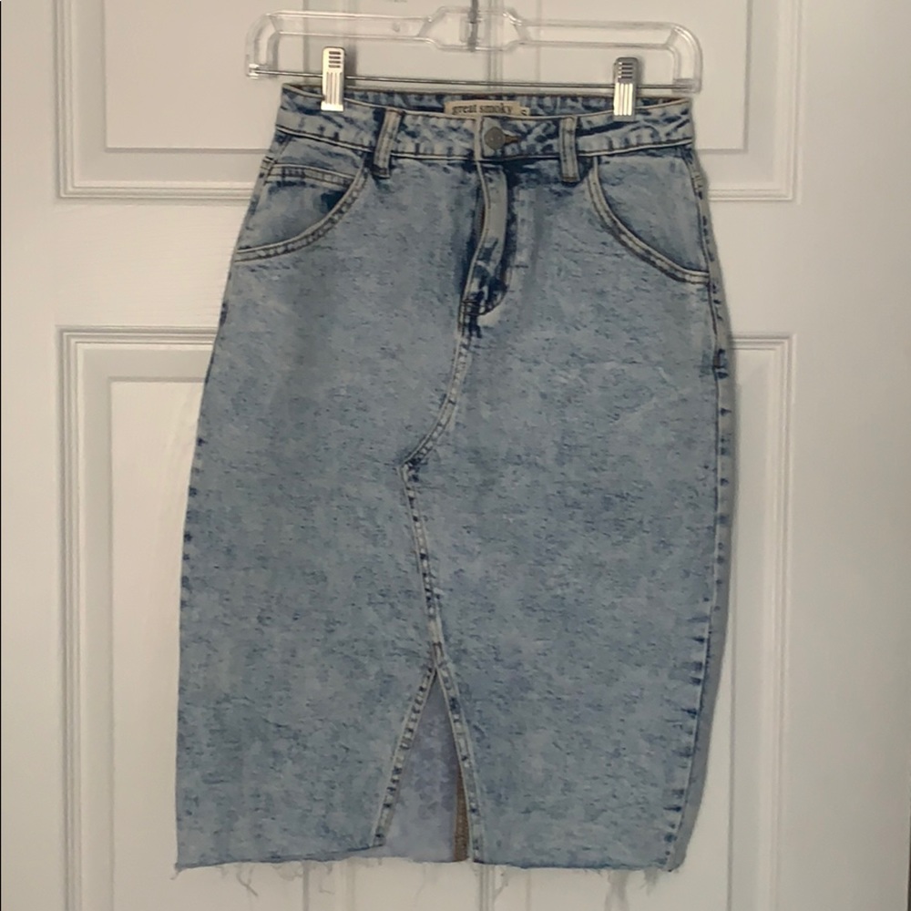 Mid length denim skirt size small